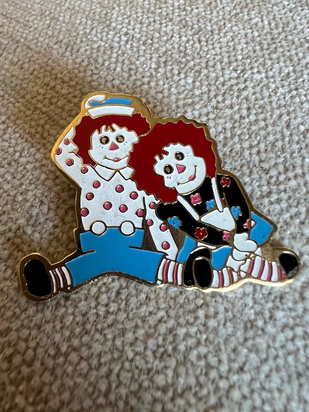 Vintage Raggedy Ann and Andy Doll Pin - Brooch
